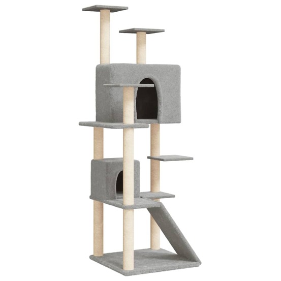 Arbre à chat meuble tour grimper jouet grattage grattoir escalade plateforme avec griffoirs en sisal clair 153 cm gris 02_002