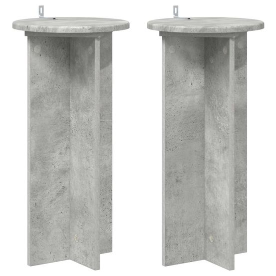 Support de plante 2 pièces gris béton 29,5 x 29,5 x 60 cm