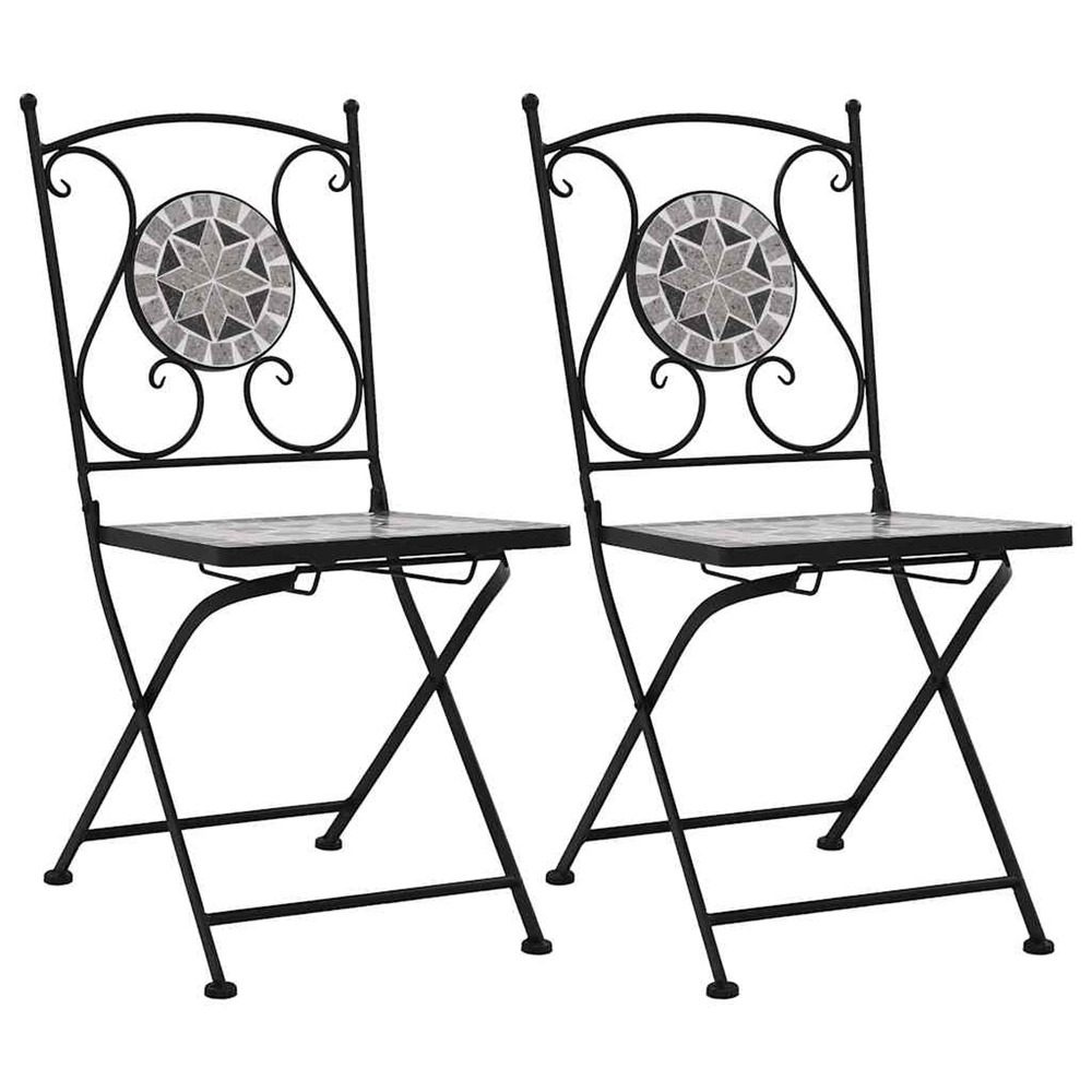 Chaises de bistrot mosaïque 2 pcs gris