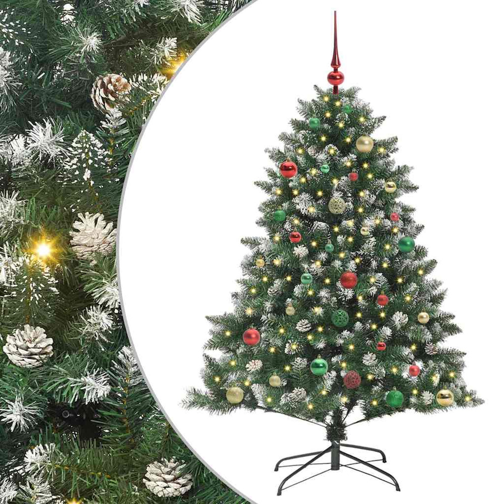 Sapin de noël artificiel vert 150 cm pvc, plastique et acier
