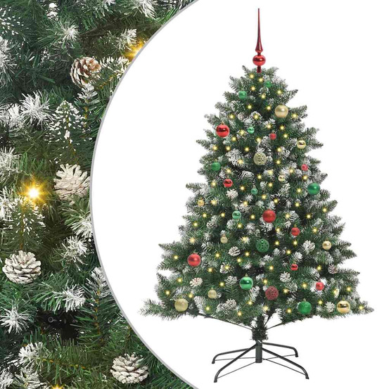 Sapin de noël artificiel vert 150 cm pvc, plastique et acier