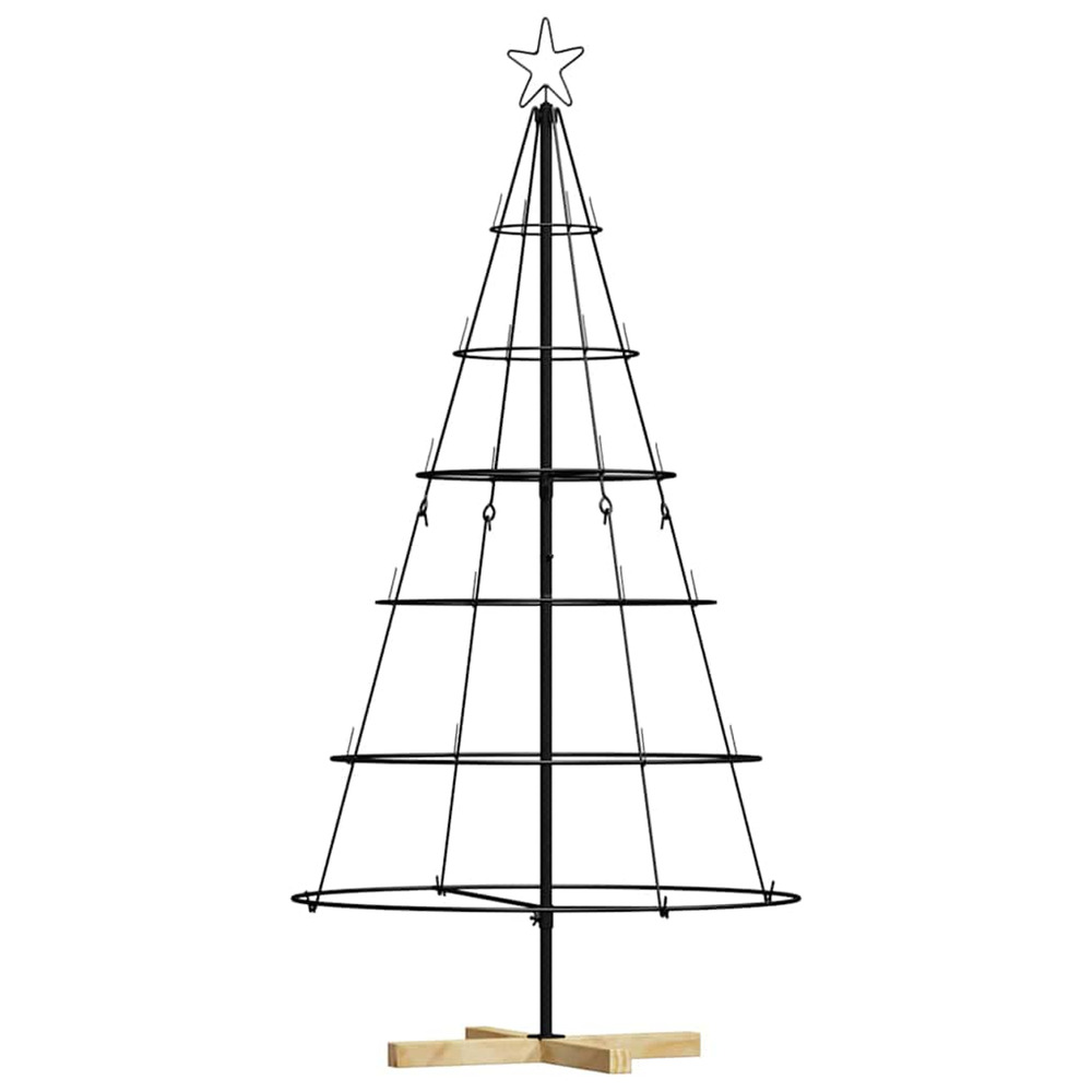 Arbre en cône de noël avec support noir 150 cm acier