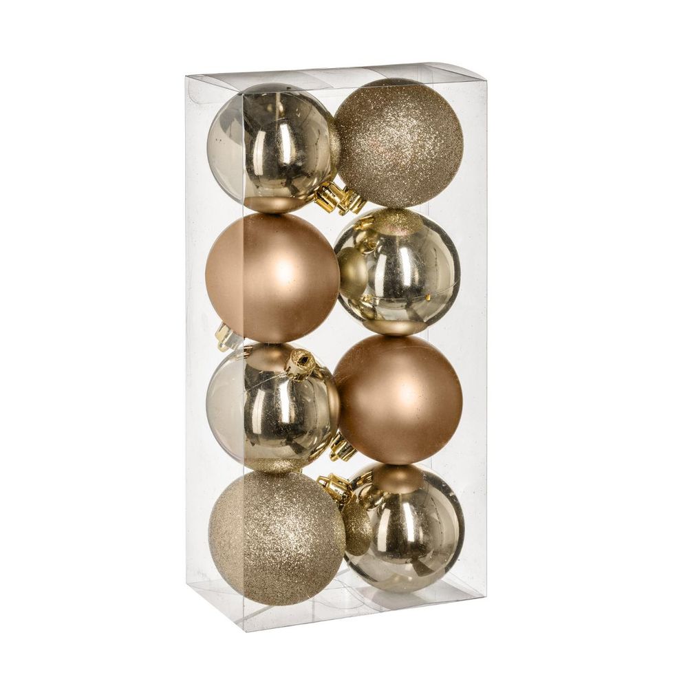 Déco de sapin lot de 8 boules de noël d 7 cm - or