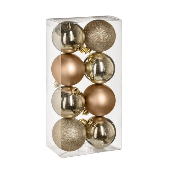 Déco de sapin lot de 8 boules de noël d 7 cm - or