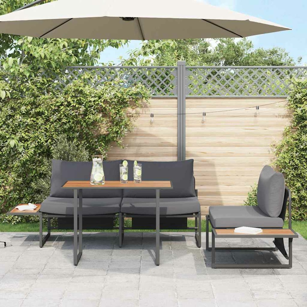 Ensemble de salle à manger pour jardin 3 pcs anthracite acier