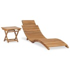 Chaise longue pliable avec table bois de teck solide