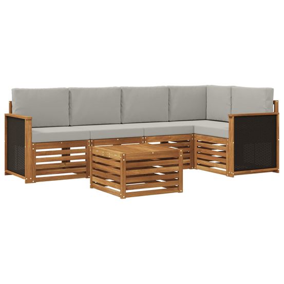 Ensemble de canapés d'extérieur 5 pc naturel et gris clair