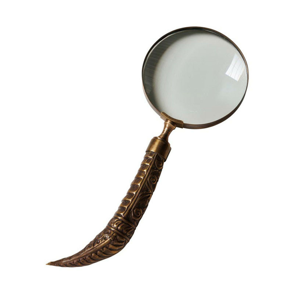 Loupe etnik gravée dorée résine 28x10cm