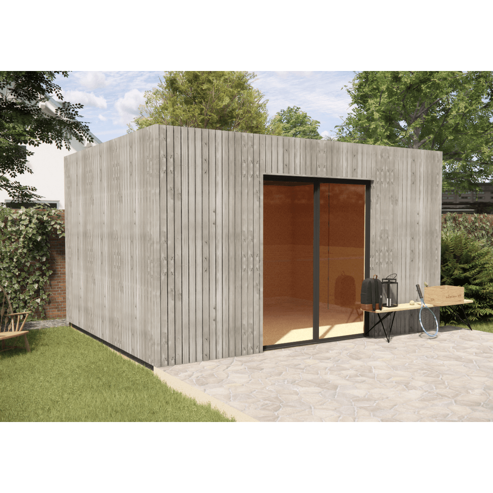 Studio de jardin re2020 en bois 4,4 x 3,5 x 2,7 m / isolation re2020 / menuiseries alu k-line