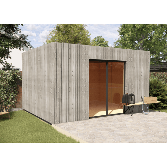 Studio de jardin re2020 en bois 4,4 x 3,5 x 2,7 m / isolation re2020 / menuiseries alu k-line