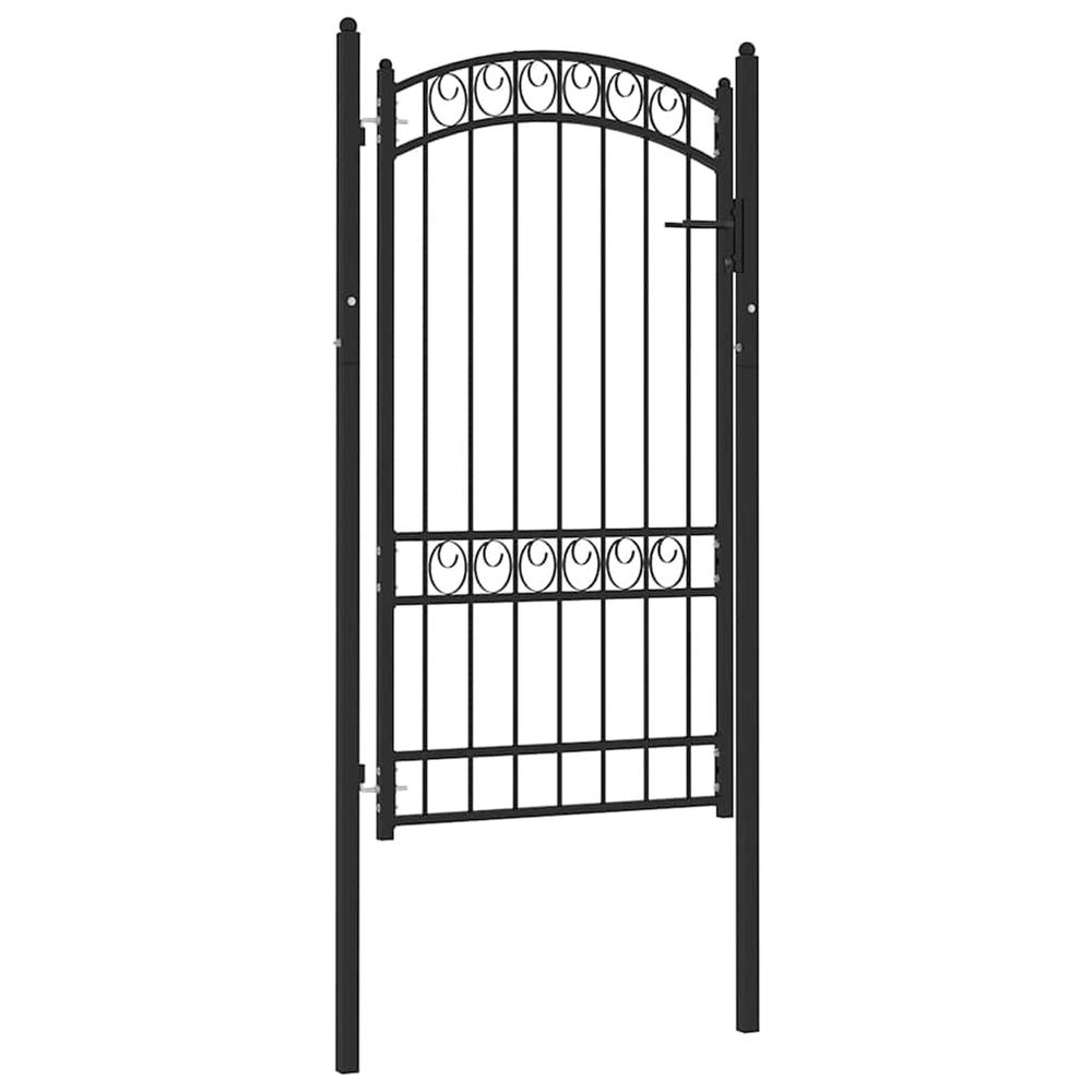 Portail de clôture emmen avec partie supérieure cintrée, acier 100 x 123,5 cm, noir