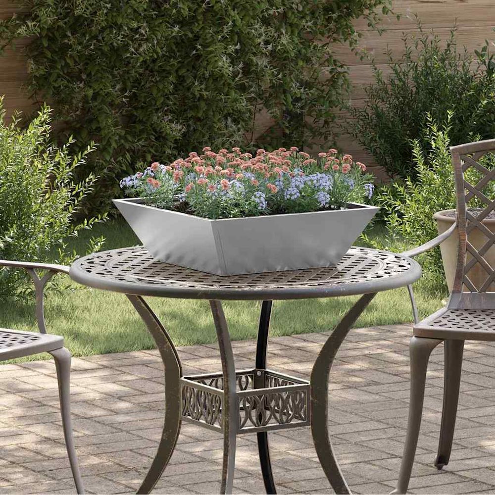Lot de 5 jardinières bol en acier galvanisé jardin argent 50 cm