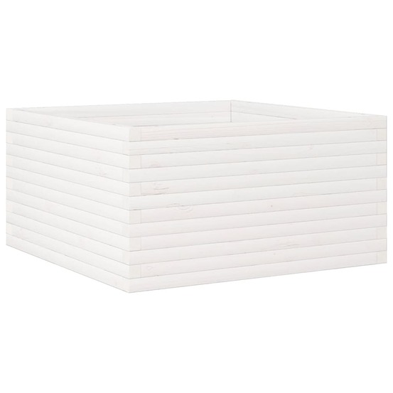 Jardinière blanc 90x90x46 cm bois de pin massif
