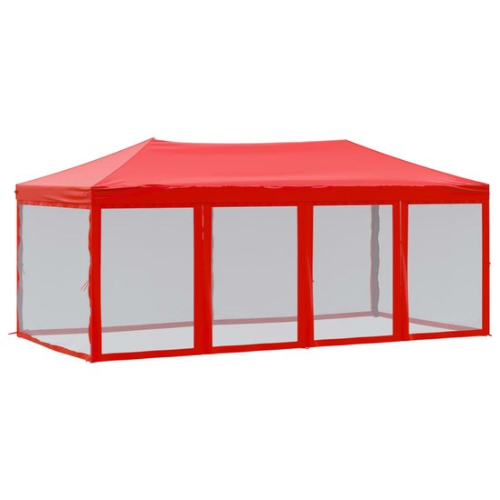 Tente de réception pliable avec parois rouge 3x6 m