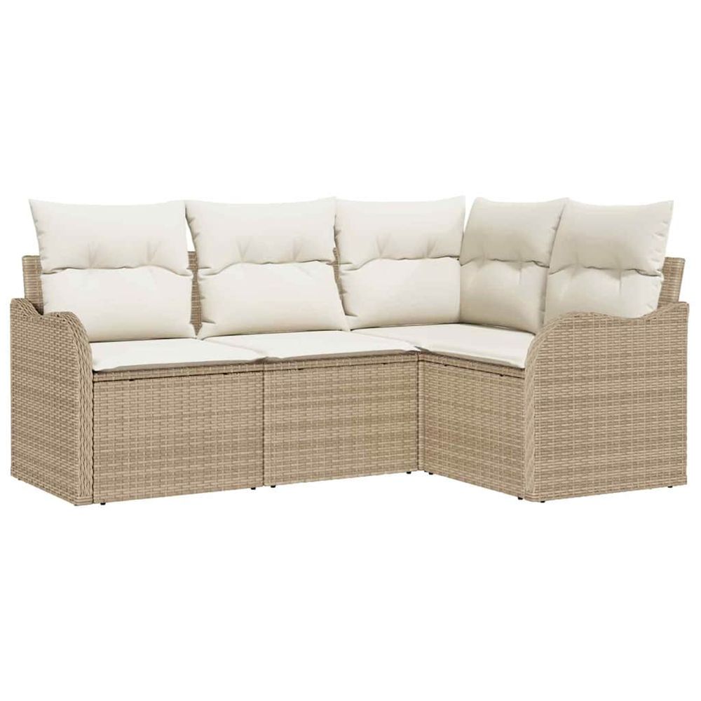 Ensemble de canapé de jardin 4 pc beige polyrotin