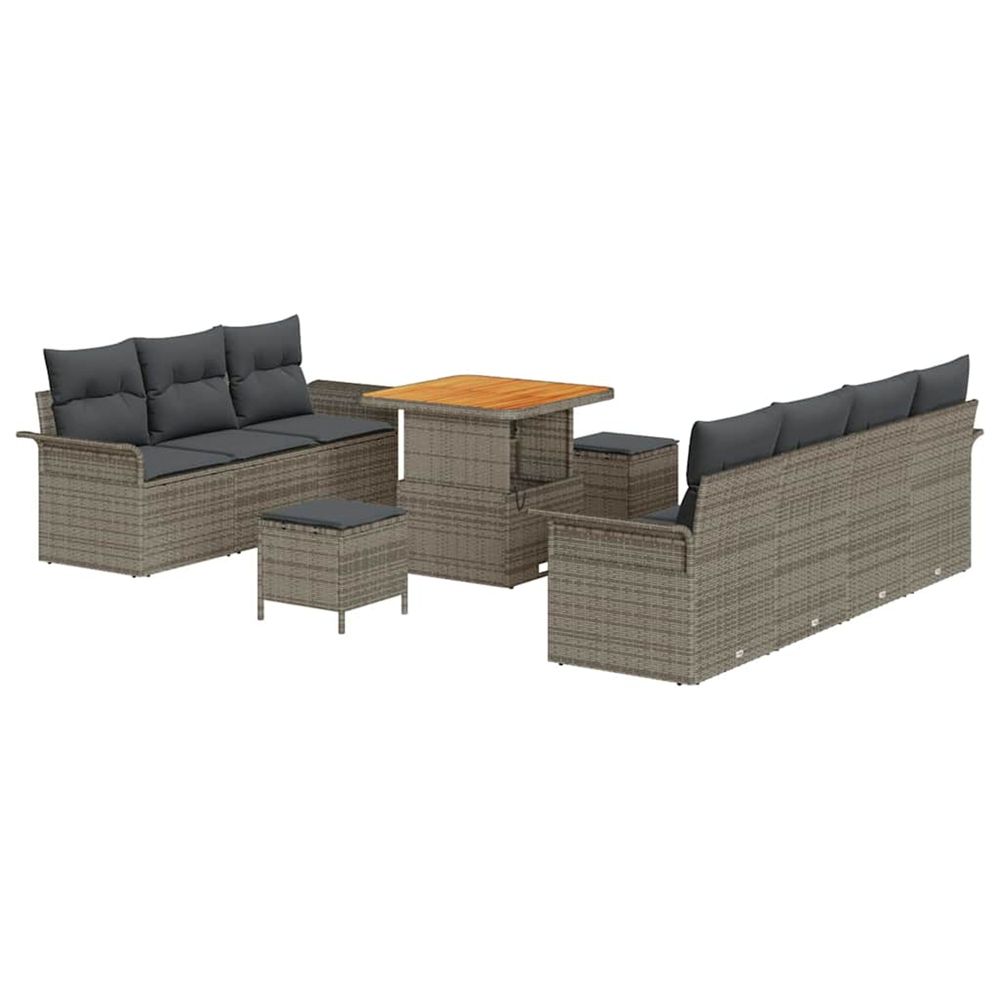 Ensemble de canapé de jardin 10 pc gris polyrotin