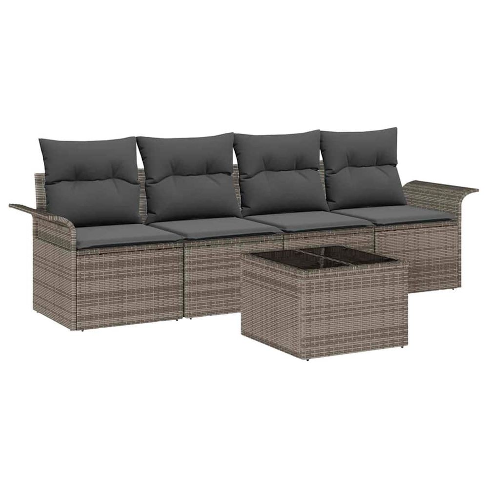 Ensemble de canapé de jardin 5 pièces gris polyrotin