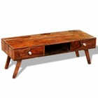 Meuble de rangement de salon 2 tiroirs vintage bois de sesham - 40cm