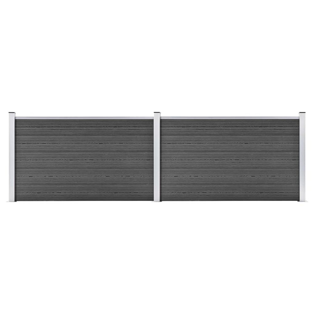 Ensemble de panneau de clôture wpc 353x105 cm noir