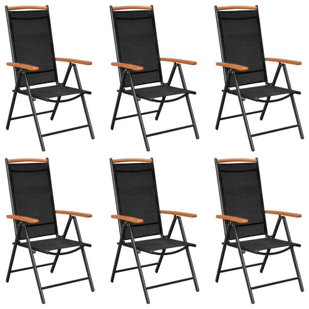 Chaises de jardin pliables lot de 6 textilène noir