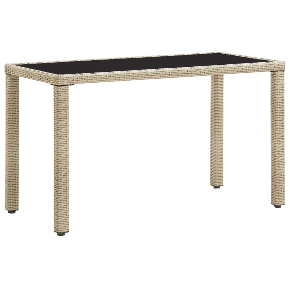 Table de jardin beige 123x60x74 cm résine tressée
