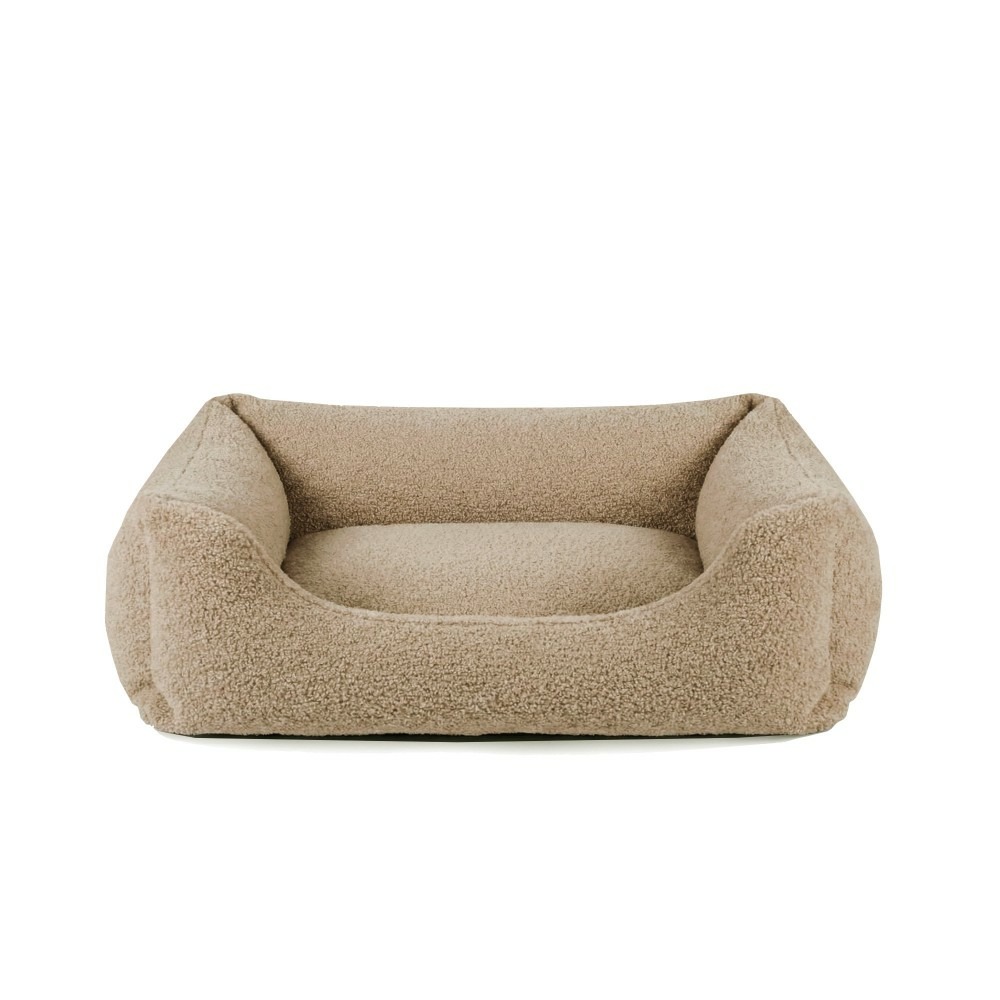 Tuileries - panier chat de luxe, déhoussable, en bouclette beige, 55x40x16cm