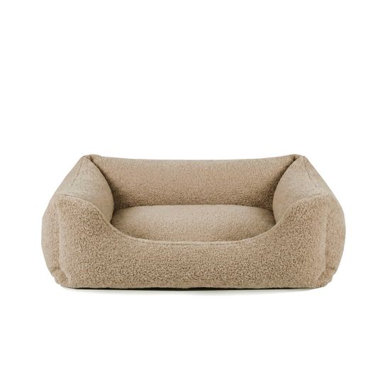 Tuileries - panier chat de luxe, déhoussable, en bouclette beige, 55x40x16cm