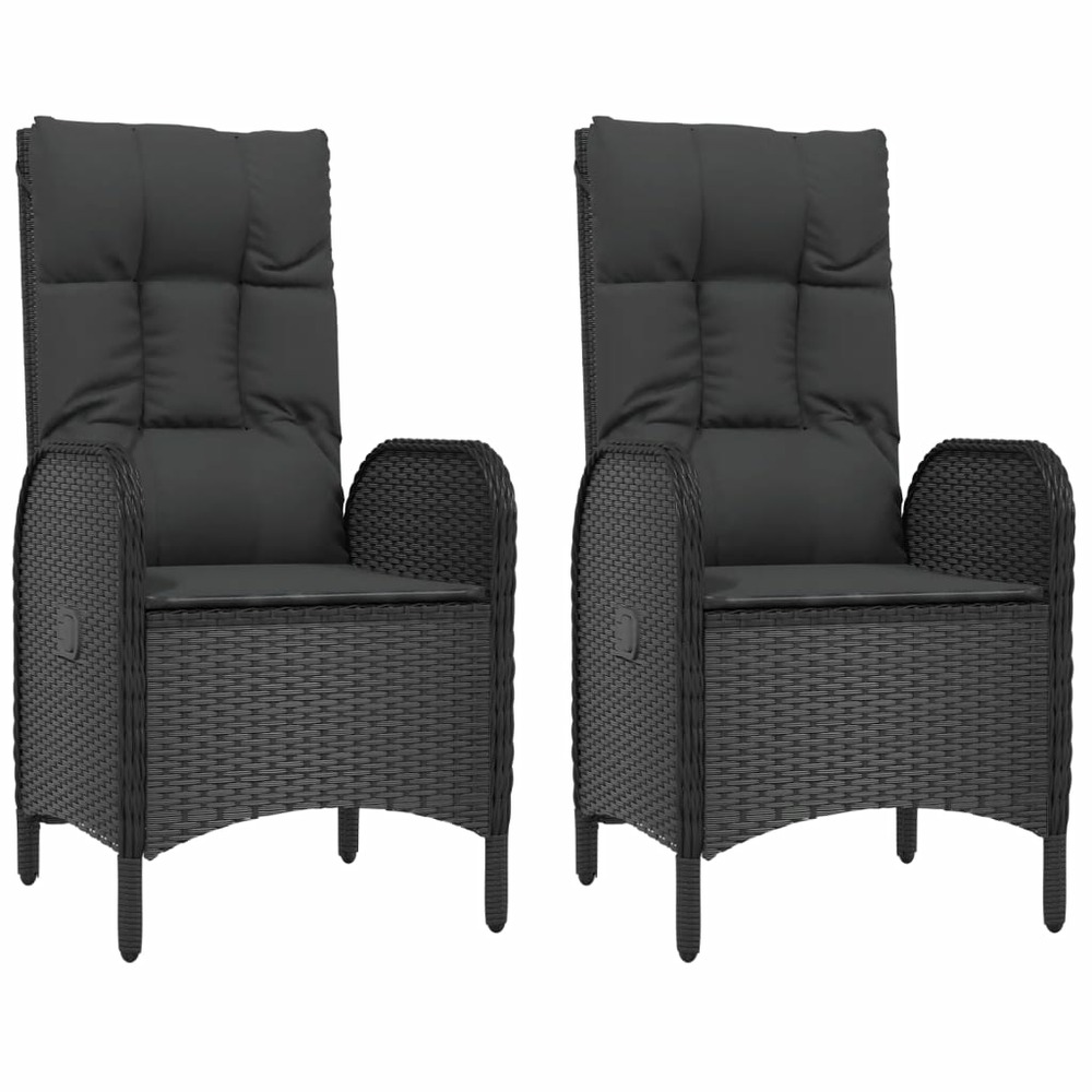 Chaises d'extérieur lot de 2 résine tressée noir