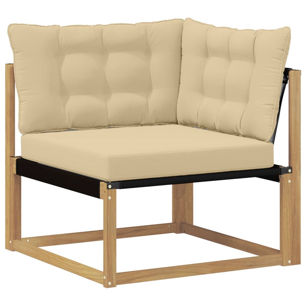 Canapé d'angle extérieur bois d'acacia massif blanc