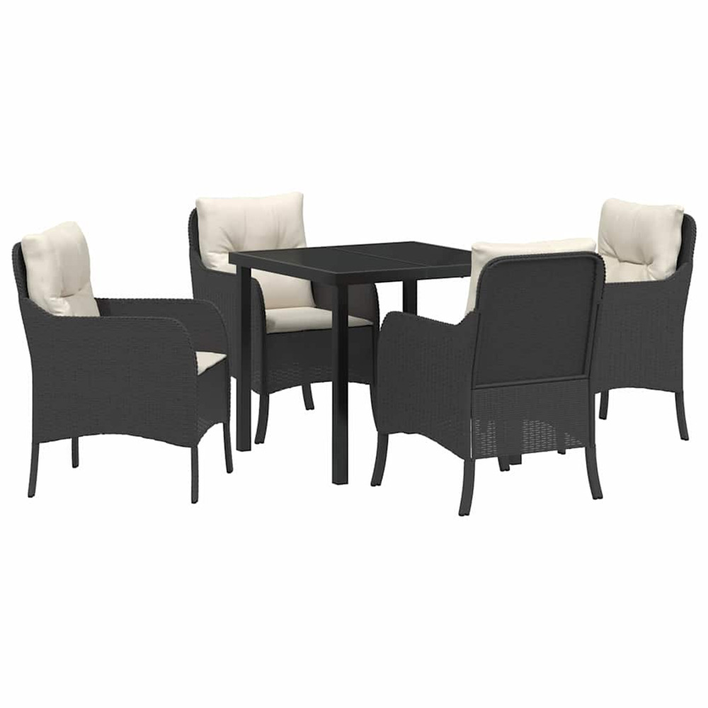Ensemble de salle à manger pour jardin 5 pcs noir poly rotin