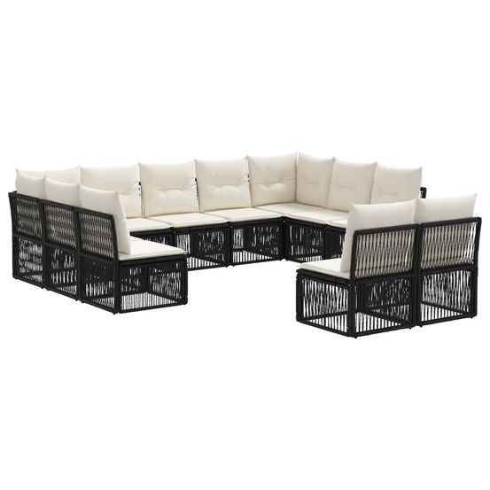 Ensemble de canapé de jardin 11 pc noir polyrotin