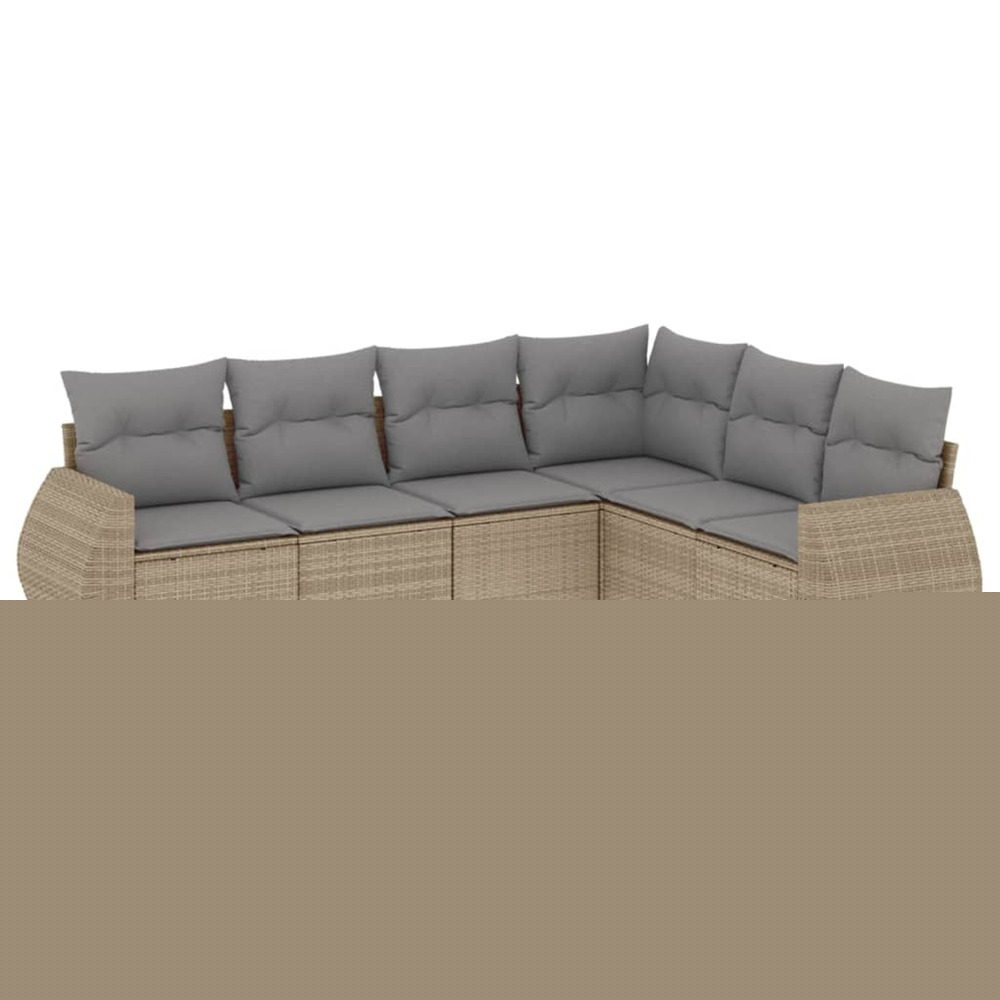 Salon de jardin avec coussins 6 pcs beige résine tressée