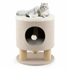 Arbre à chat 47 cm avec condo et poteaux griffoir charge 60 kg tour de jeux pour chats avec balle en peluche beige