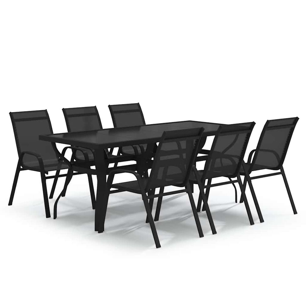 Ensemble à manger de jardin 7 pcs noir