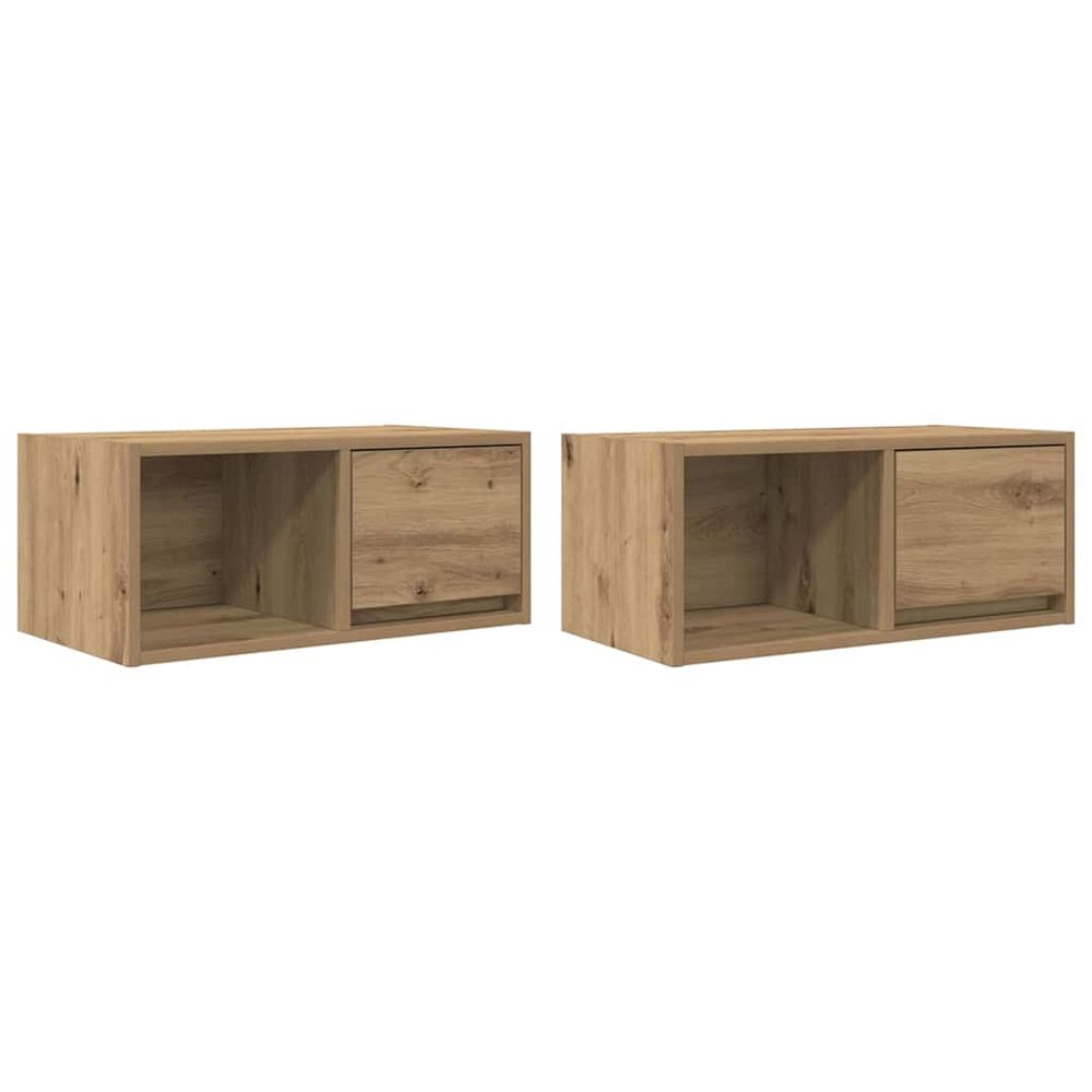 Meubles tv 2 pcs chêne artisanal 60x31x25,5cm bois d'ingénierie