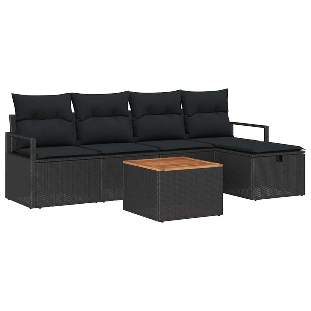 Ensemble de canapé de jardin 6 pc noir polyrotin