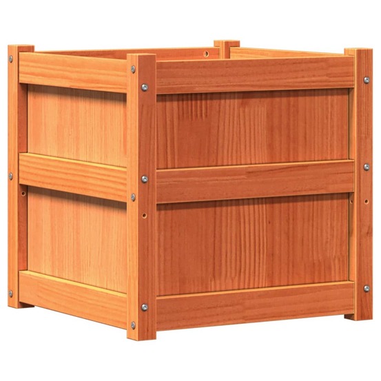 Jardinière cire marron 50x50x50 cm bois de pin massif