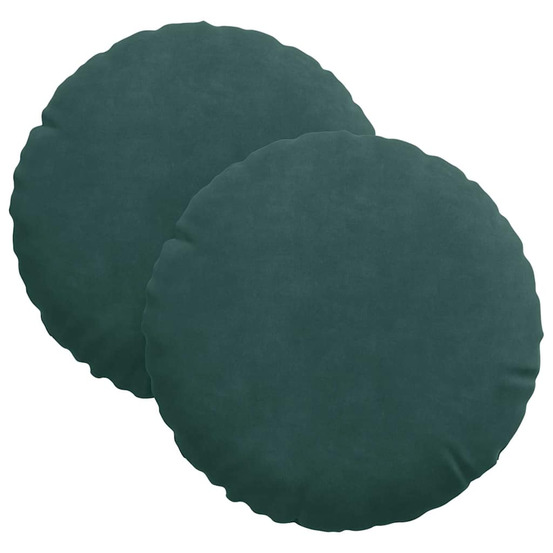 Coussins de siège 2 pcs vert foncé ø 40 x 13 cm velours