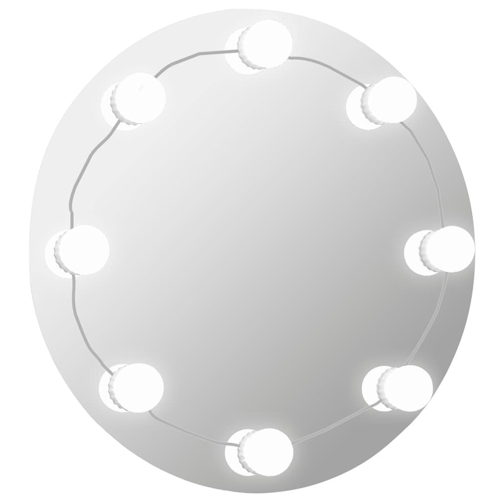 Miroir mural avec lampes led rond verre