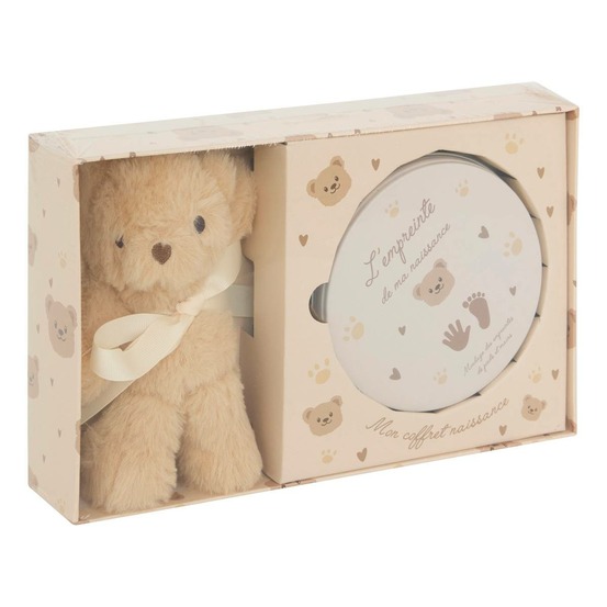 Coffret moulage empreinte et ours en peluche