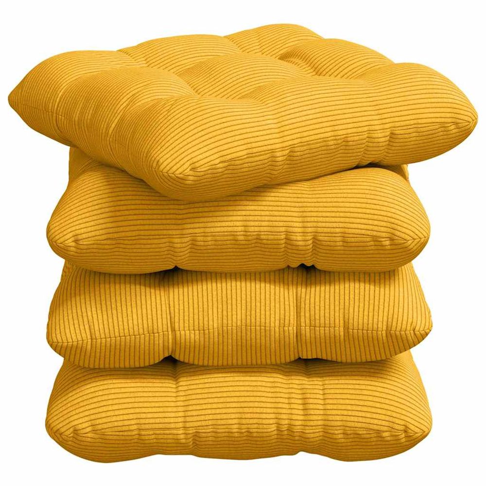 Coussins de siège 4 pc tissu en velours côtelé jaune clair