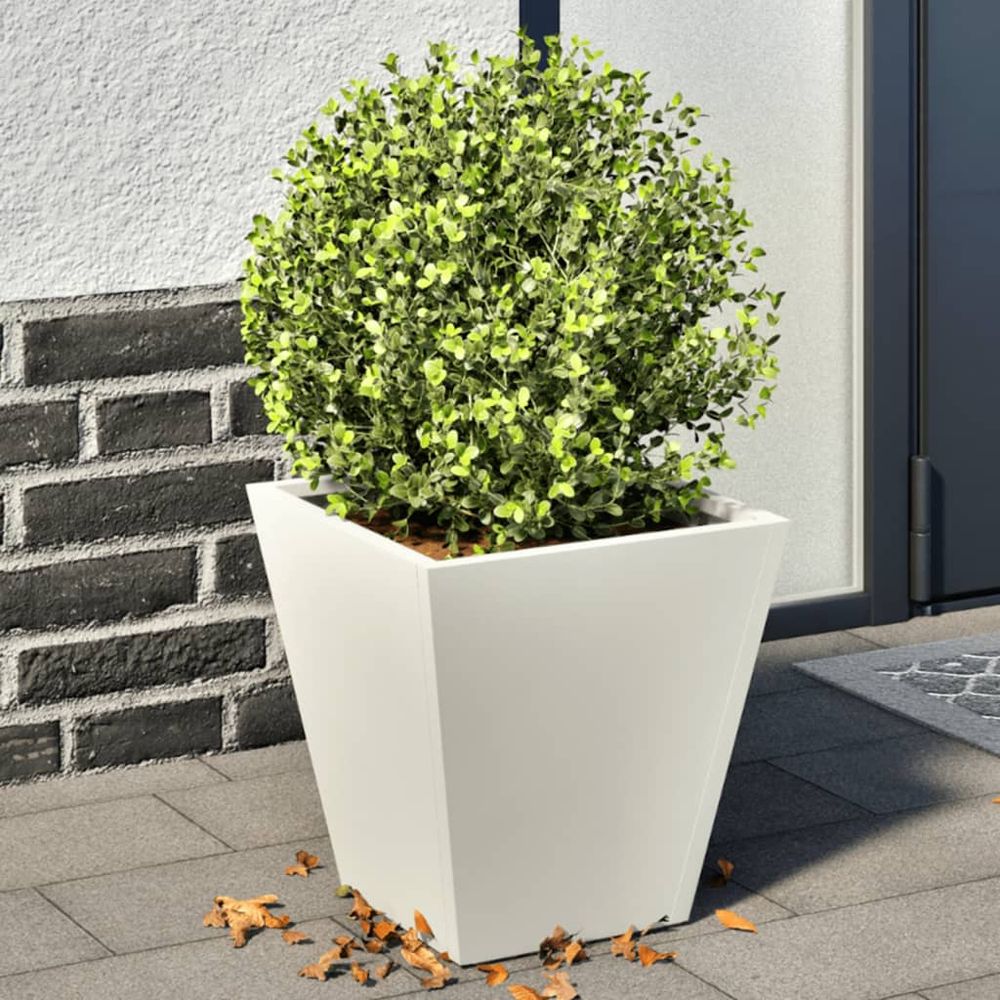 Lot de 2 jardinières carrées acier 30cm blanc
