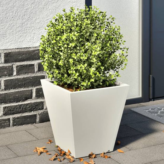 Lot de 2 jardinières carrées acier 30cm blanc