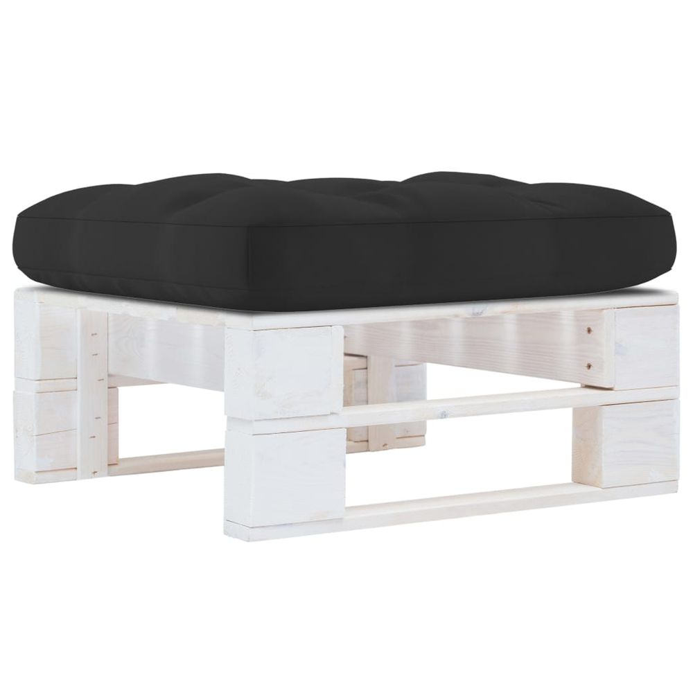 Pouf palette de jardin bois de pin imprégné de blanc