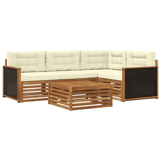 Ensemble de canapés d'extérieur 5 pc naturel et crème polyester