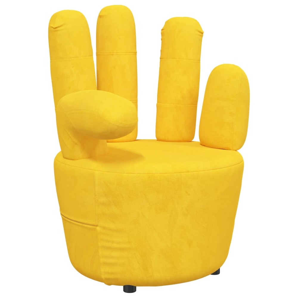Chaise en forme de main jaune moutarde velours