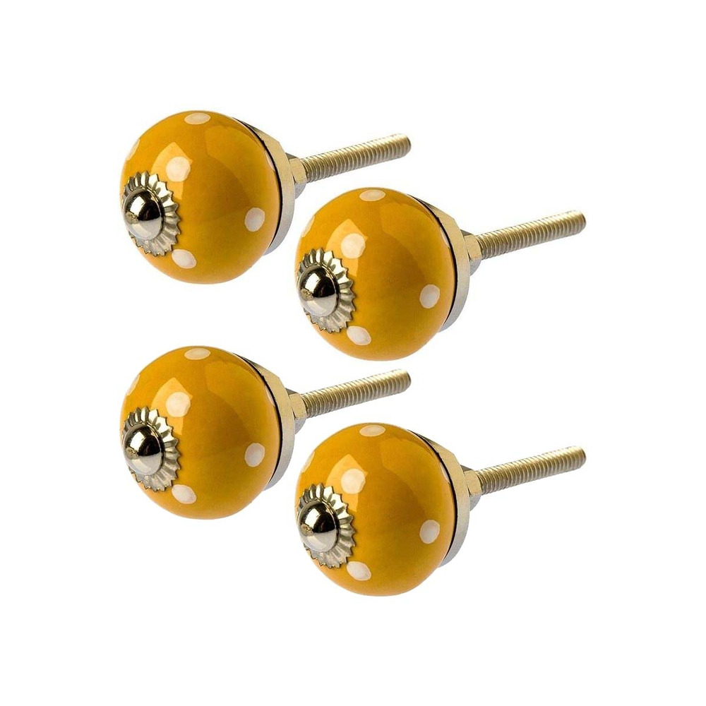 Boutons de porte en céramique à pois (lot de 4)