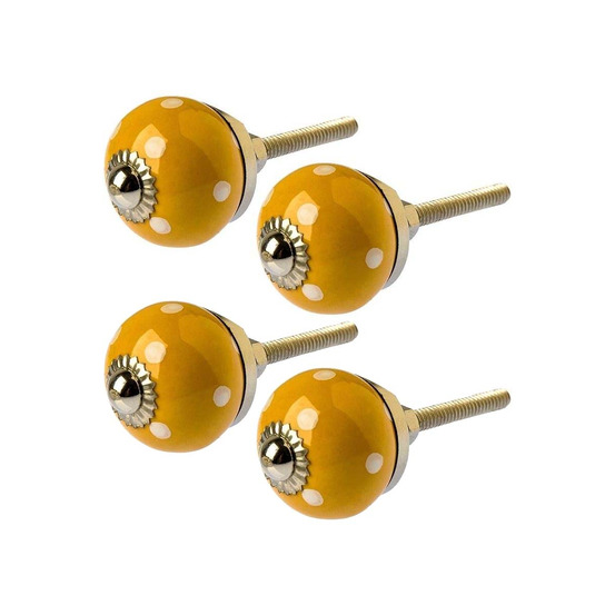Boutons de porte en céramique à pois (lot de 4)