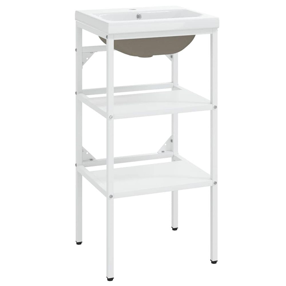Cadre de lavabo de salle de bain vasque à encastrer blanc fer