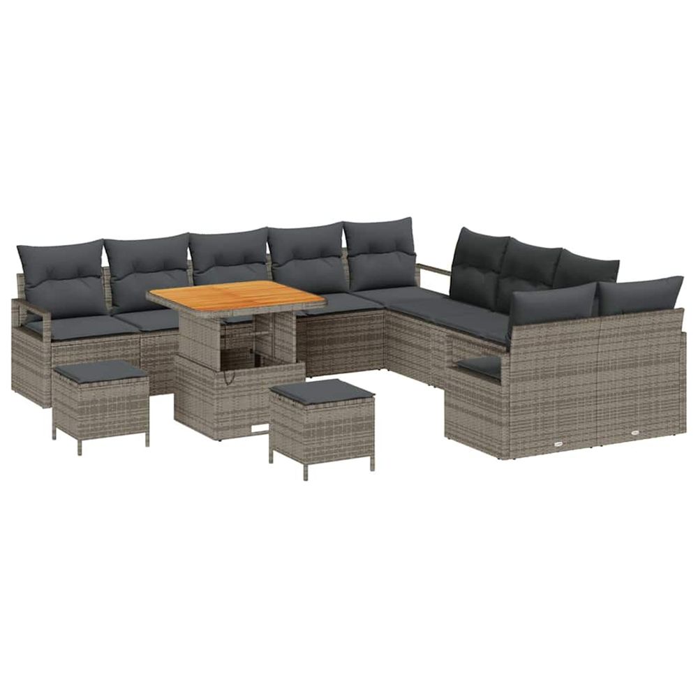 Ensemble de canapé de jardin 13 pc gris polyrotin